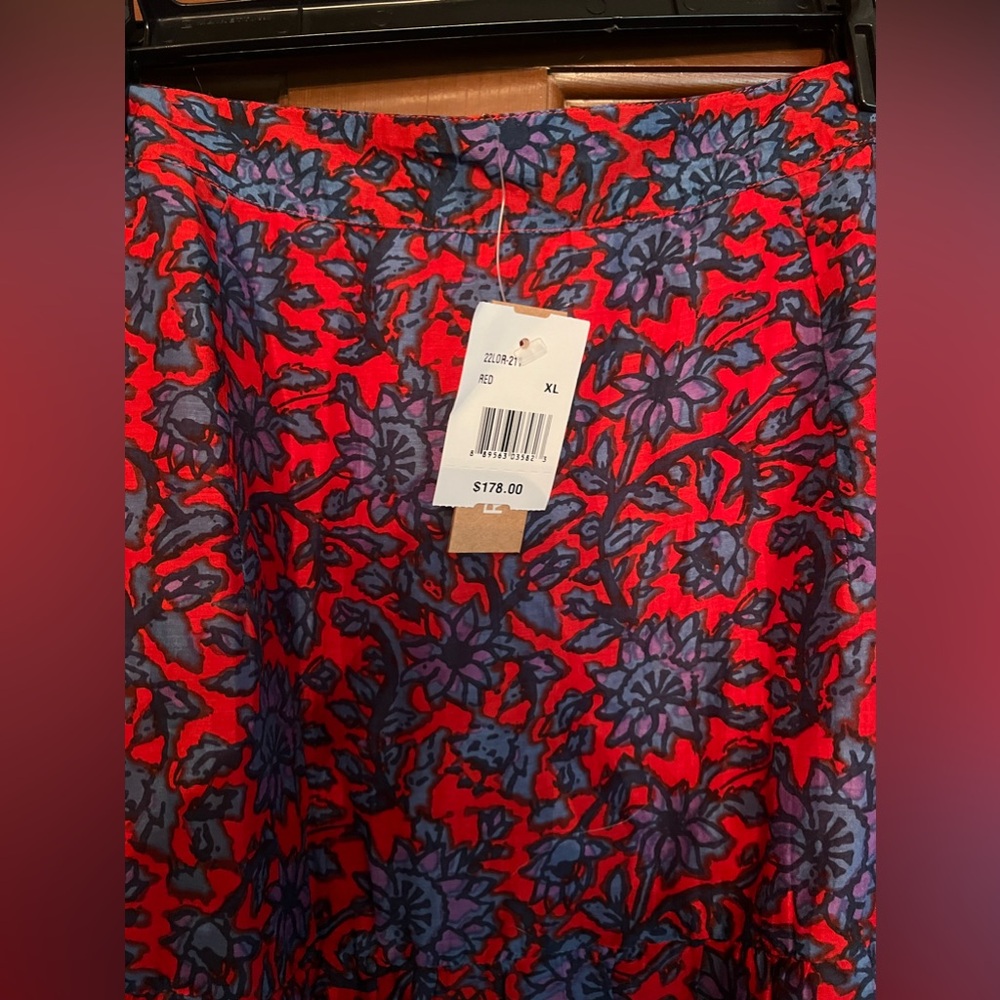 Roller Rabbit NWTs Red Blue Maxi Skirt XL